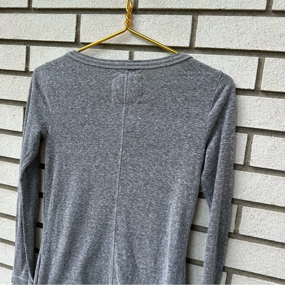 Abercrombie Gray Crochet Henley Thermal Long Sleeve Y2K XS Feminine Boho Cozy - Picture 6 of 9